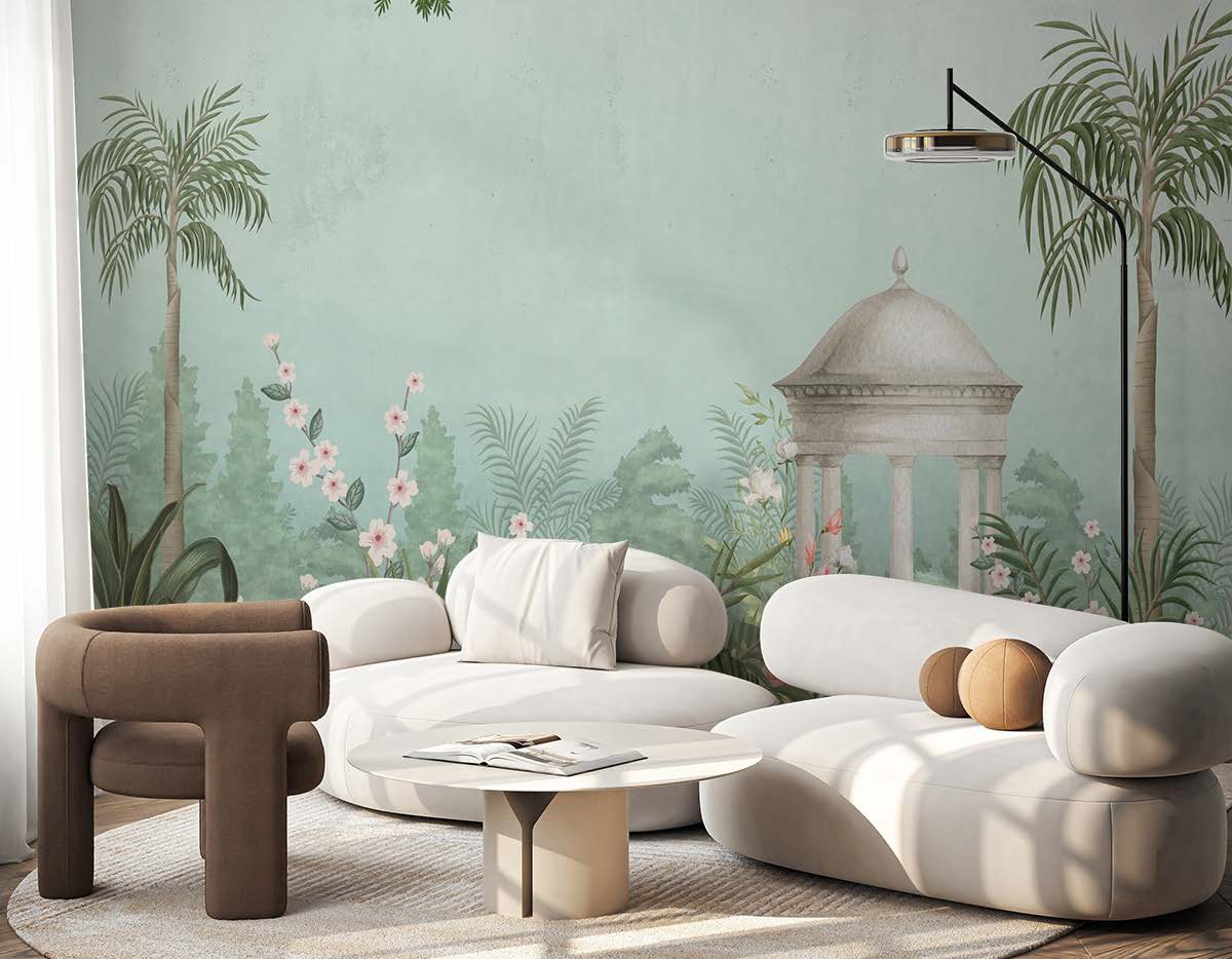 Tropical luxury wallpaper interior